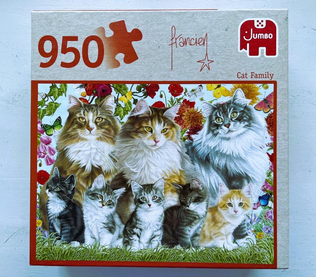 Jumbo Puzzel 950 - Kattenfamilie, Ophalen of Verzenden, 500 t/m 1500 stukjes, Zo goed als nieuw, Legpuzzel