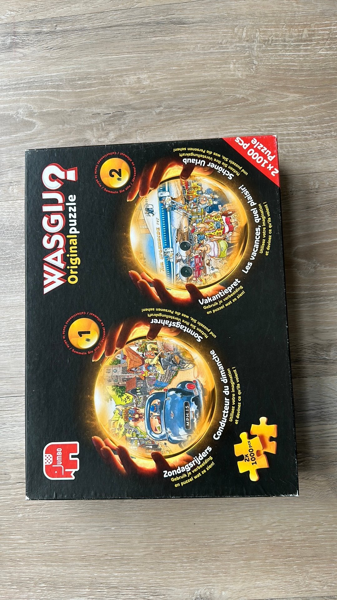 2 x 1000 pcs Wasgij puzzels Zondagsrijders en Vakantiepret, Hobby en Vrije tijd, Denksport en Puzzels, Ophalen of Verzenden, 500 t/m 1500 stukjes