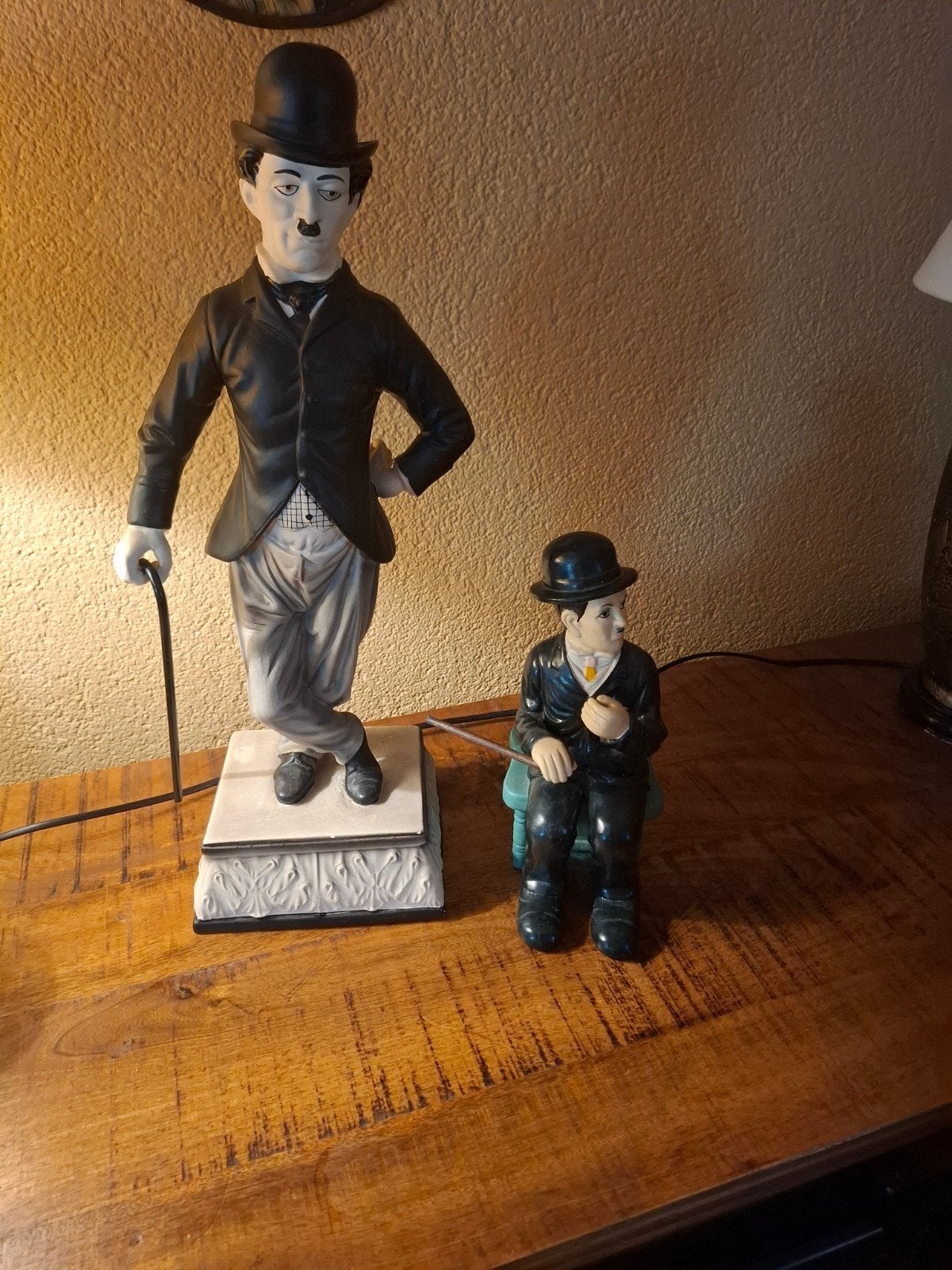 Set van 2 Charlie Chaplin beelden - Vintage decoratie, Ophalen, Gebruikt, Mens