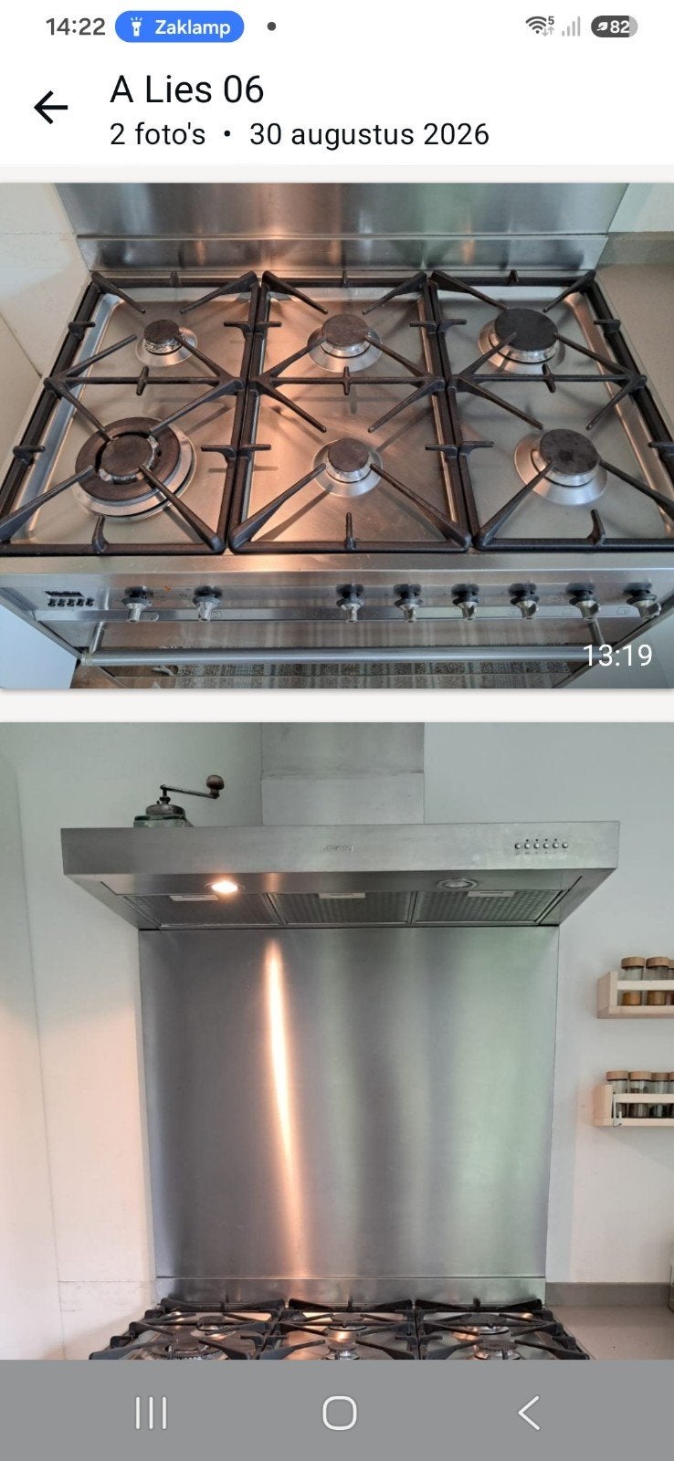Smeg Fornuis met Oven en Afzuigkap - RVS, Ophalen, Gebruikt, 60 cm of meer, Energieklasse A of zuiniger