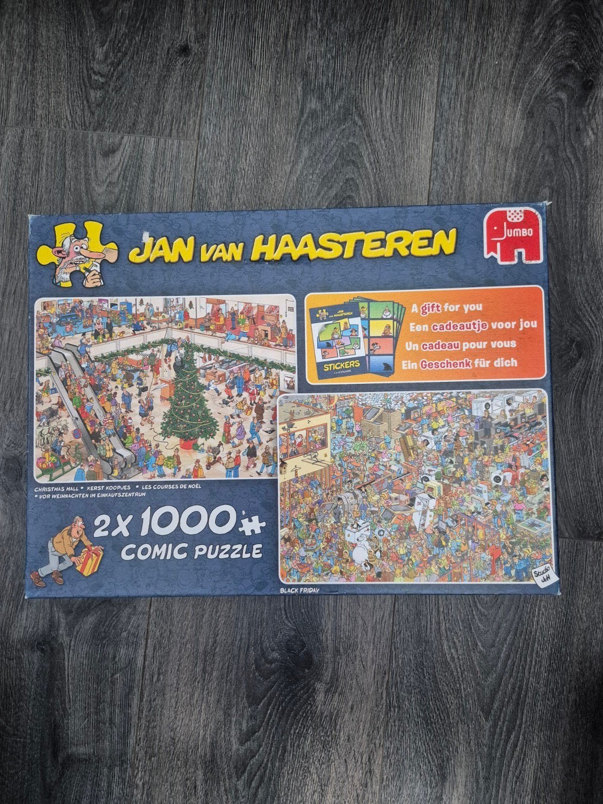 Jan van Haasteren 2x1000 st. puzzel - Kerst & Black Frid, Ophalen, 500 t/m 1500 stukjes, Gebruikt, Legpuzzel
