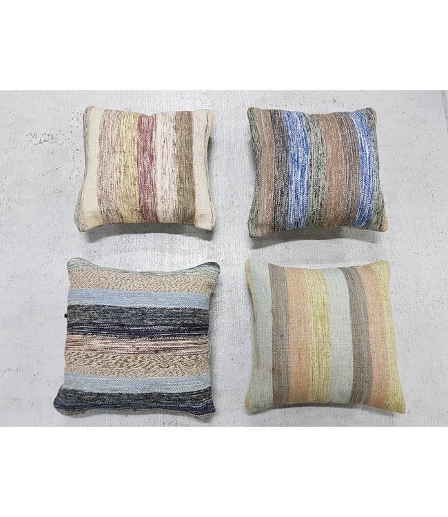 4x Moderne Kelim Kussens 50x50 cm met Vulling, Meerkleurig, Vierkant, Nieuw, Ophalen of Verzenden