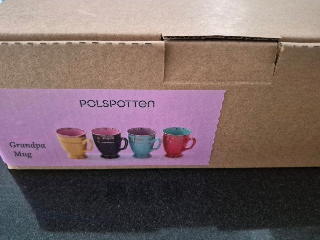 Prachtige set van 4 'Grandpa' mokken van het merk POLSPOTTEN, Ophalen of Verzenden, Nieuw