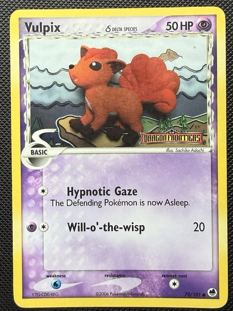 pokemon dragon frontiers reverse holo vulpix 70/101, Ophalen of Verzenden, Zo goed als nieuw, Losse kaart, Foil