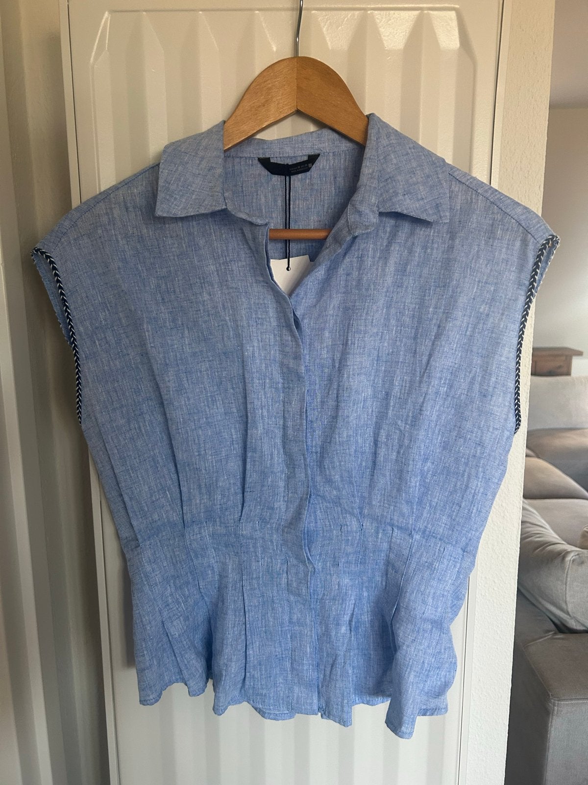 Zara linnen blouse lichtblauw maat XS, Ophalen of Verzenden, Nieuw, Maat 34 (XS) of kleiner, Blauw