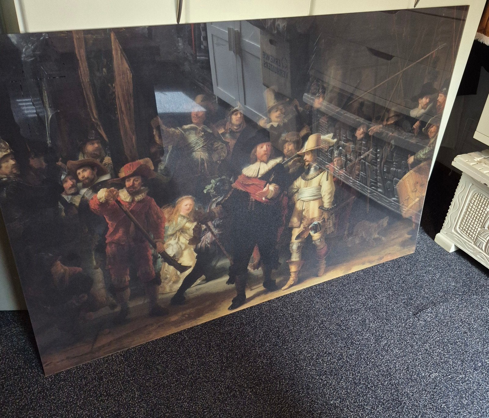 De nachtwacht op kunstof, Ophalen, 125 cm of meer, Zo goed als nieuw, Schilderij