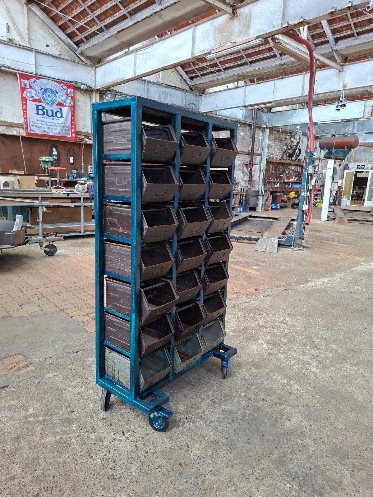 Industriële Kast met Magazijnbakken op Wielen, Ophalen of Verzenden, Gebruikt