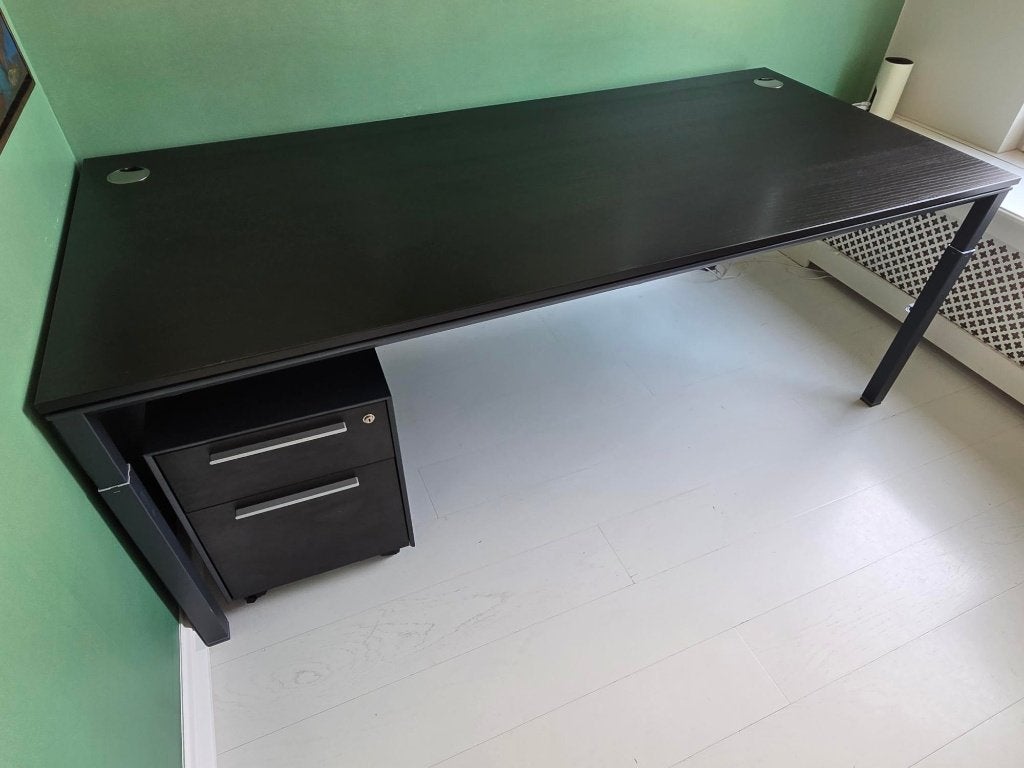 bureau met verrijdbare ladenkast, Huis en Inrichting, Bureaus, Ophalen, 90 cm, Gebruikt, Hout