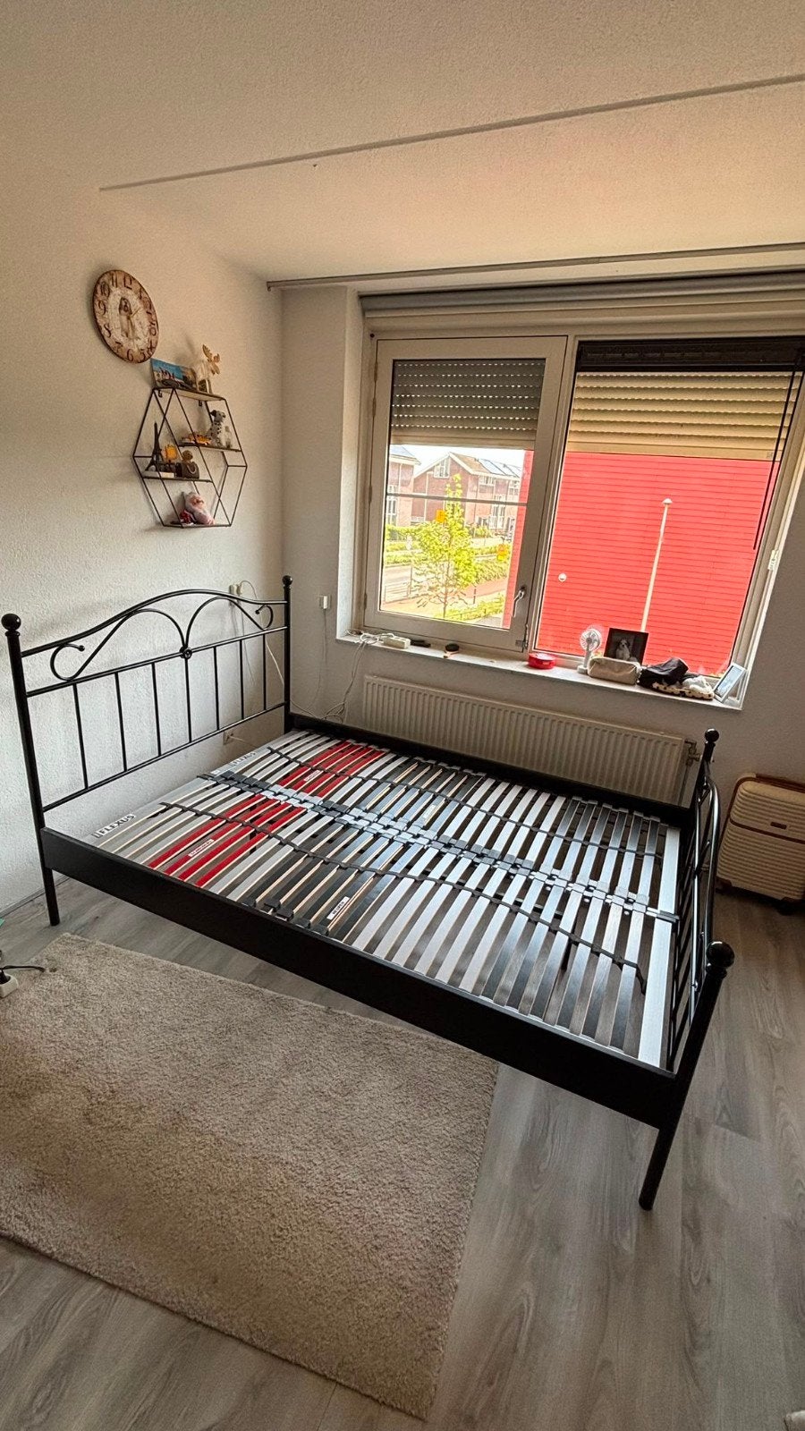 Zwart bed inclusief lattenbodem., Ophalen, Zwart, Tweepersoons, 140 cm