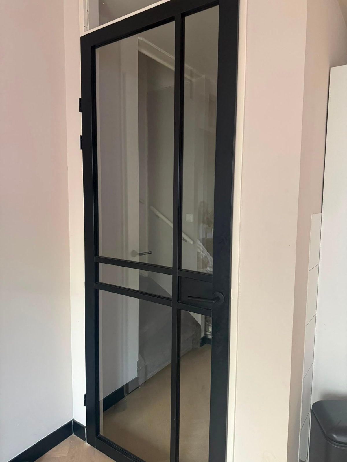 Stalen binnendeur met glas, zwart, Ophalen, Gebruikt, 80 tot 100 cm, Binnendeur
