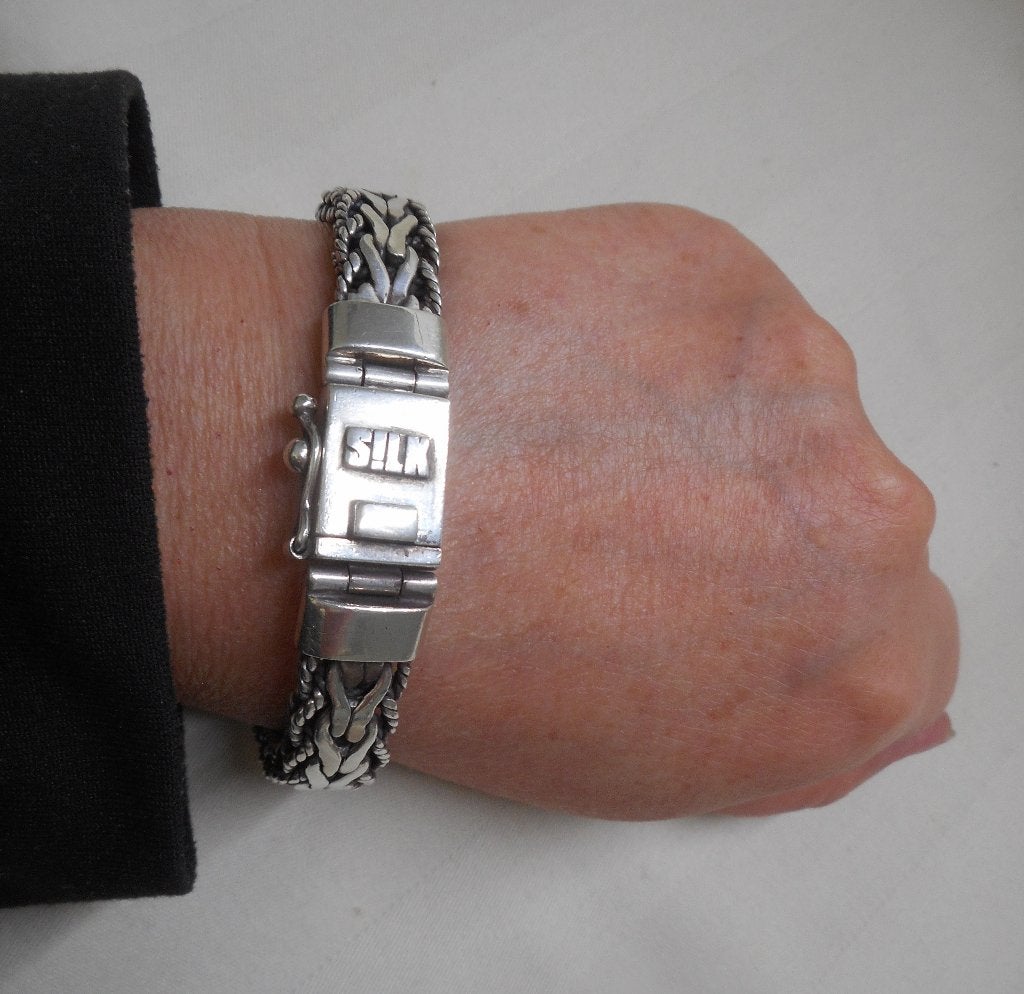 Zilveren zware silk armband nr.373, Verzenden, Zo goed als nieuw, Zilver, Zilver