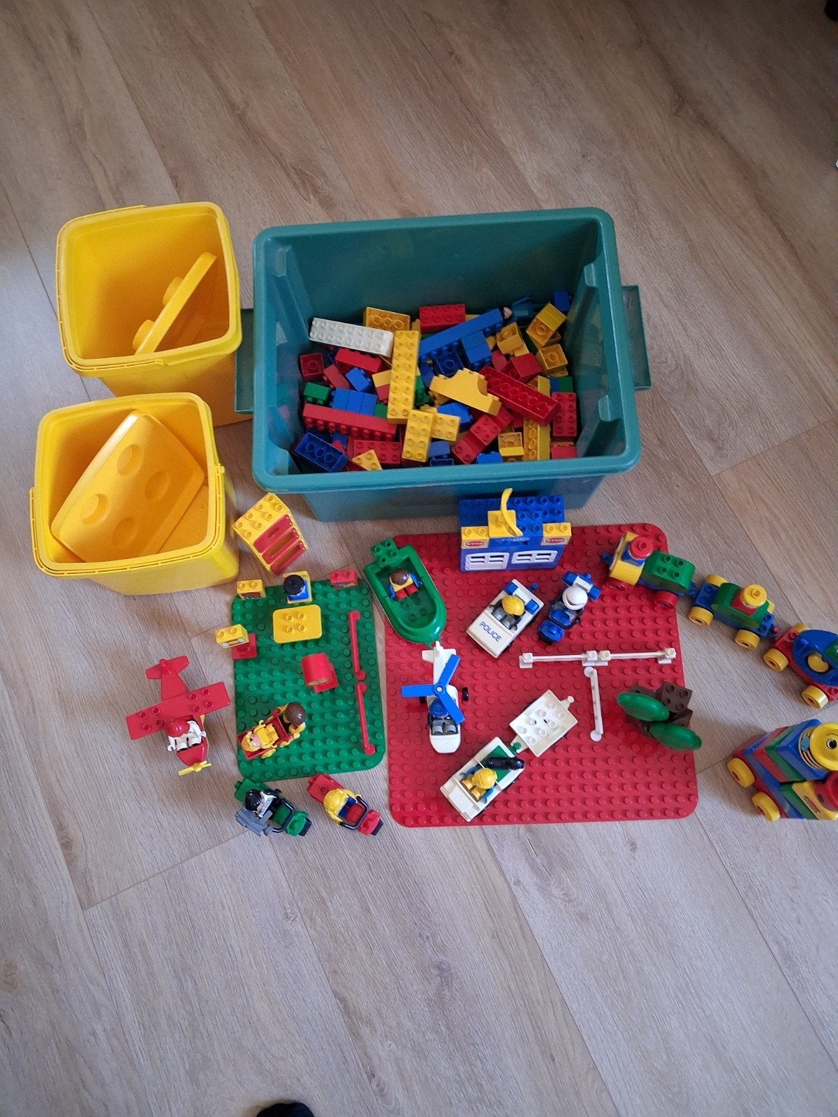 Duplo grote partij.Blokken en Figuren.2xgrondplaat en 2x ton, Ophalen of Verzenden, Gebruikt, Overige merken