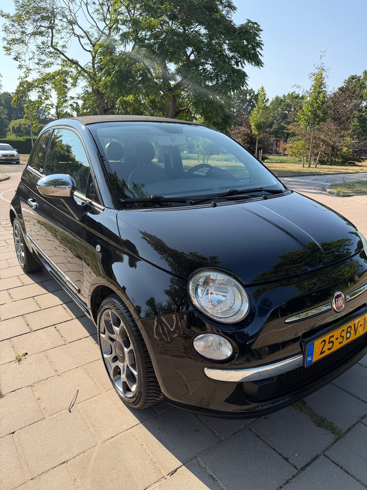Fiat 500 cabrio 2011 twin air 89901 km APK 7-2027 NAP, Euro 5, Stof, Cabriolet, Zwart