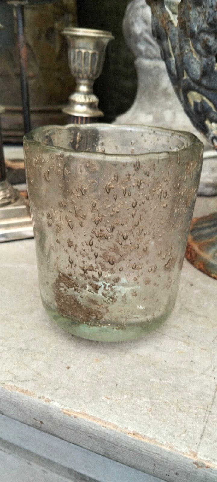 Klein bubbelglaasje waxineglaasje
Waxine glas kandelaar, Gebruikt, ., Waxinelichthouder, Ophalen of Verzenden