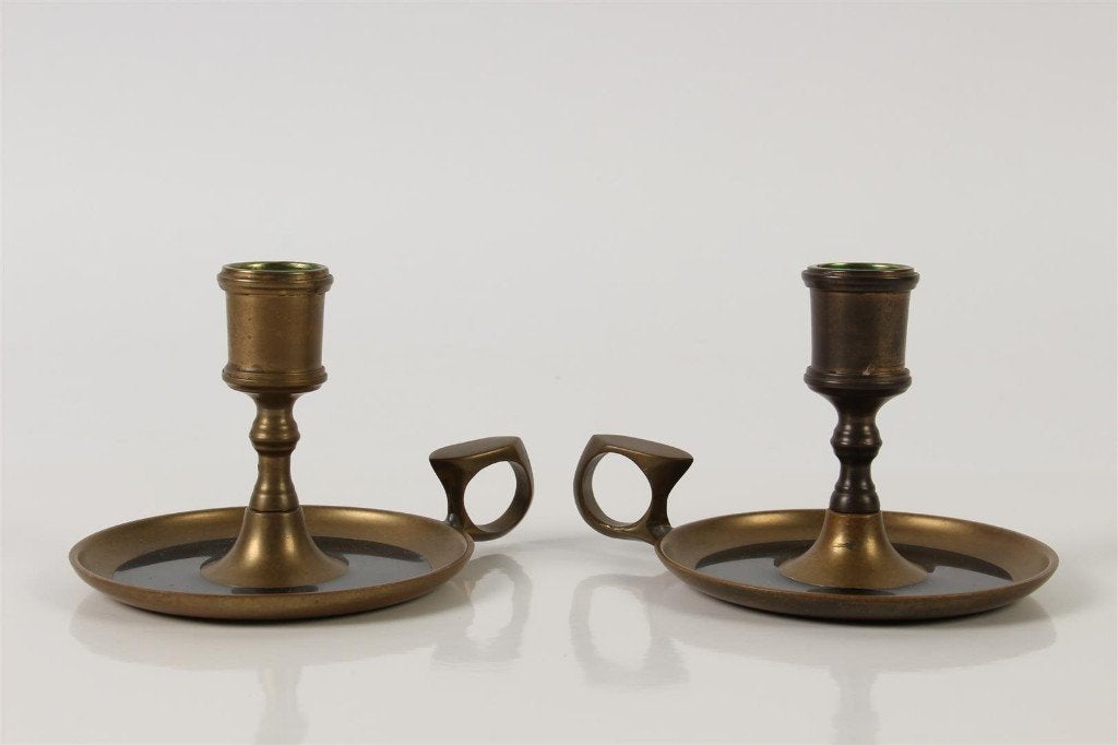 Antieke Blakers Kandelaars, Ophalen of Verzenden, Koper of Brons
