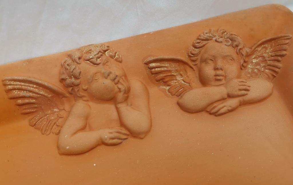 vintage Italiaans terracotta tuin schaal bloemenbak engeltje, Ophalen