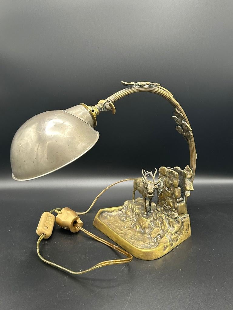 Antieke lamp - Art Deco tafellamp met hert – jacht – 1930s, Ophalen