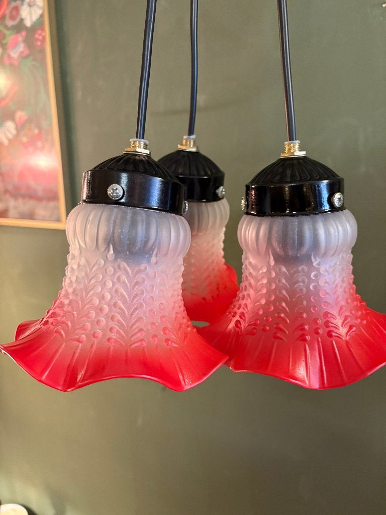 Set van 3 Hanglampjes met Rok of Tulp kapjes, Ophalen of Verzenden