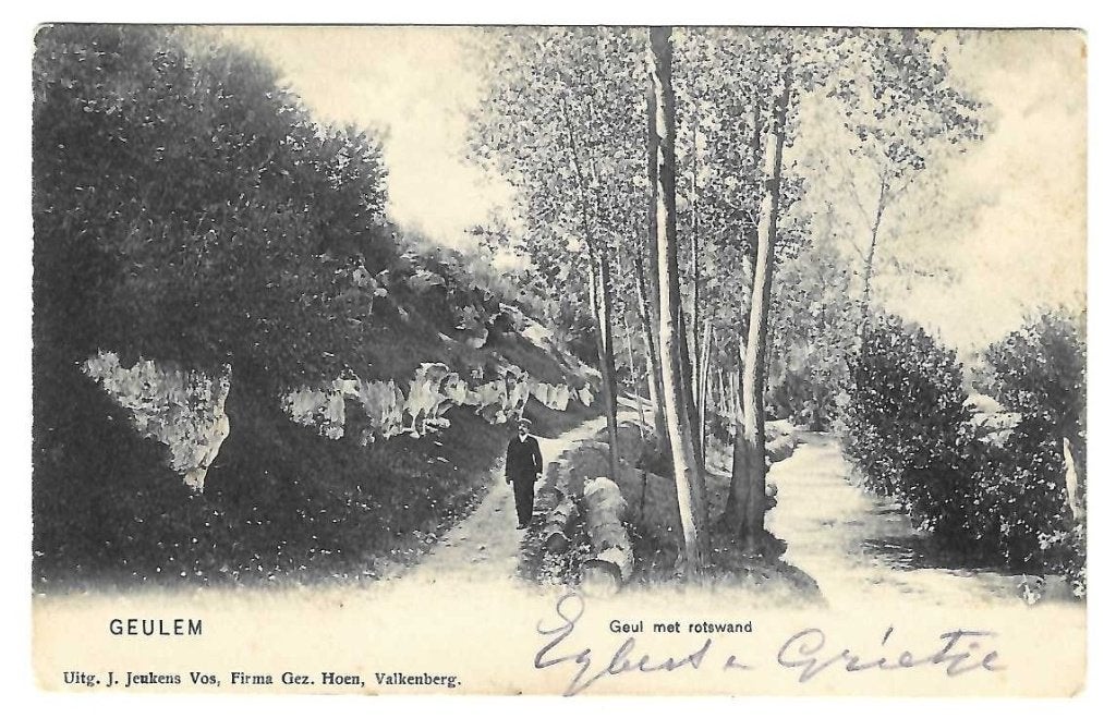 Geulhem bij Valkenburg - Geul met Rotswand en wandelaar, Verzenden, Voor 1920, Gelopen, Limburg
