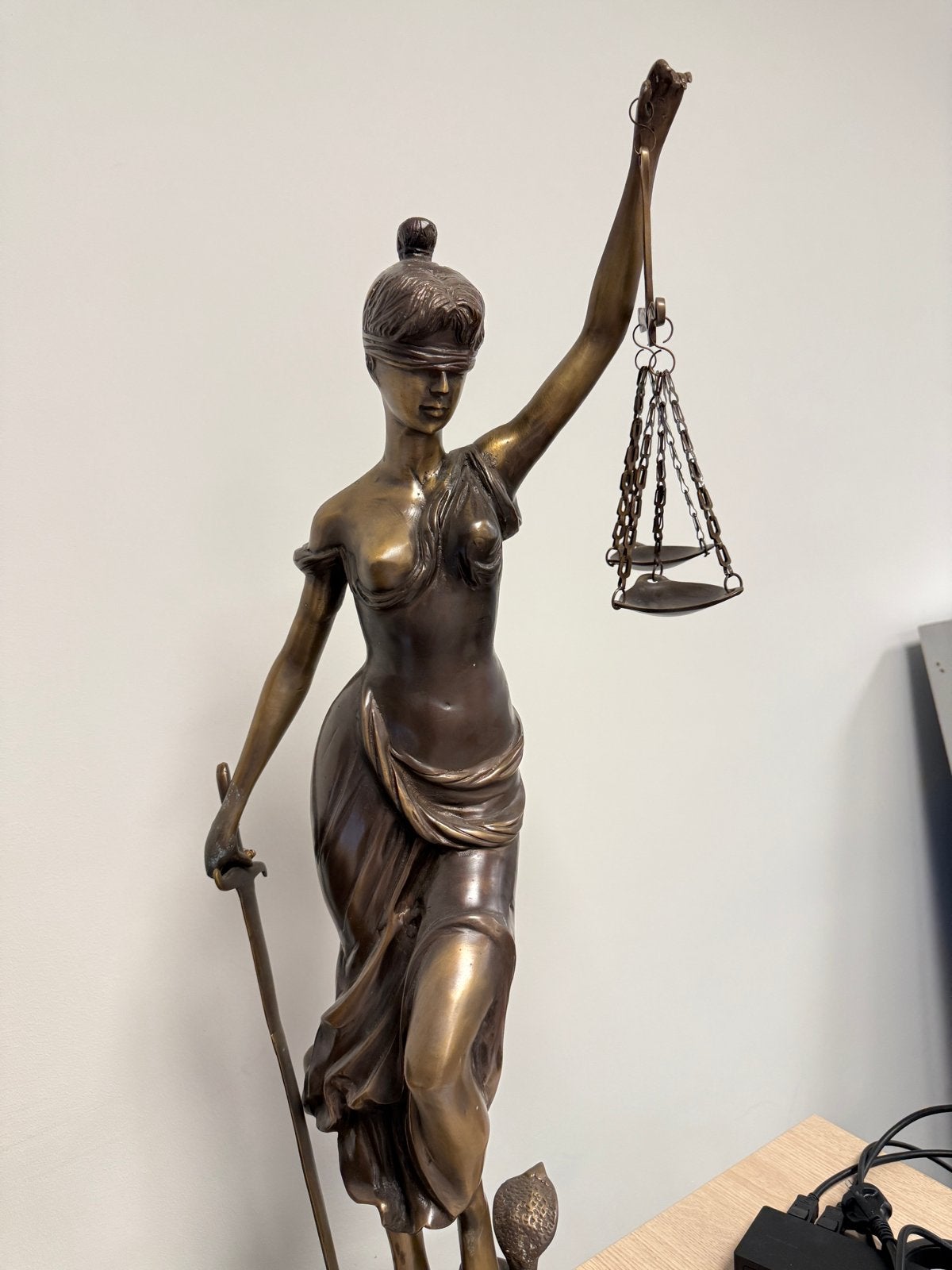 Bronzen Vrouwe Justitia Beeld, Ophalen, Brons, Beeld, Bruin