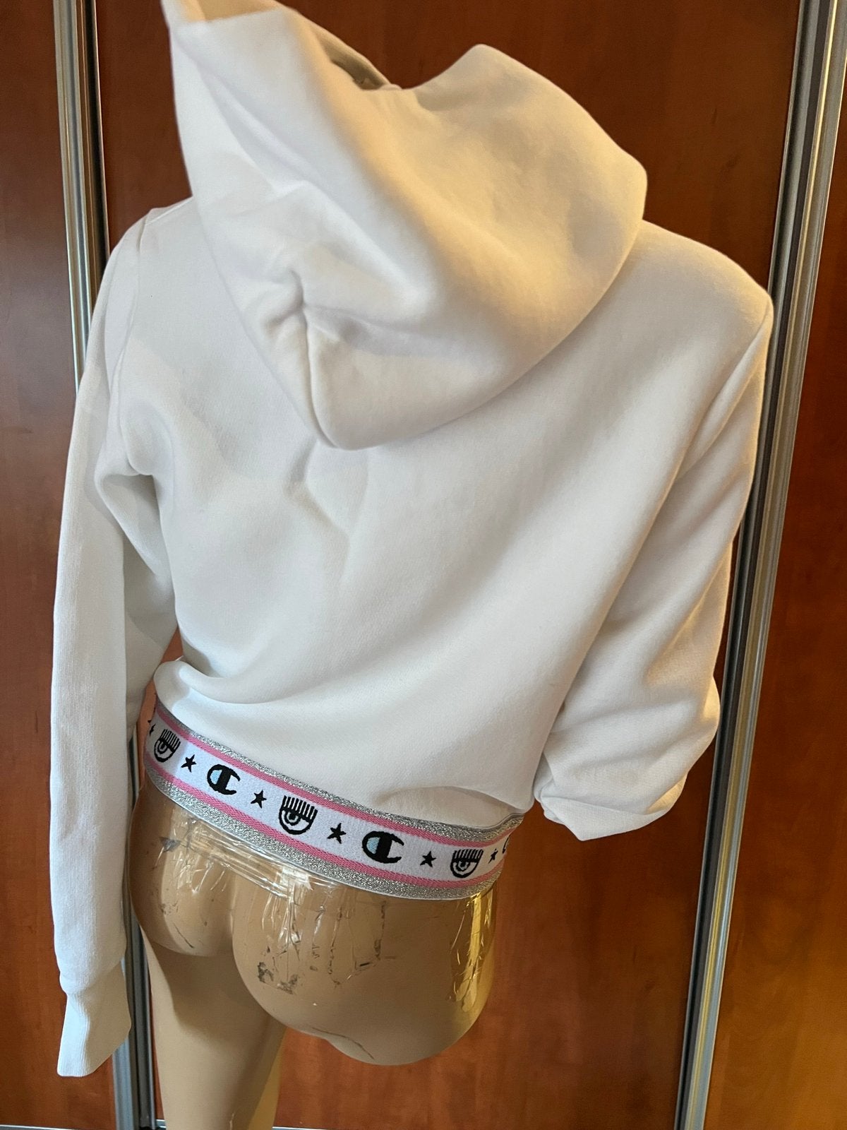 CHIARA FERRAGNI x CHAMPION  Sweater S origineel ZGAN, Wit, T, Ophalen of Verzenden, Zo goed als nieuw