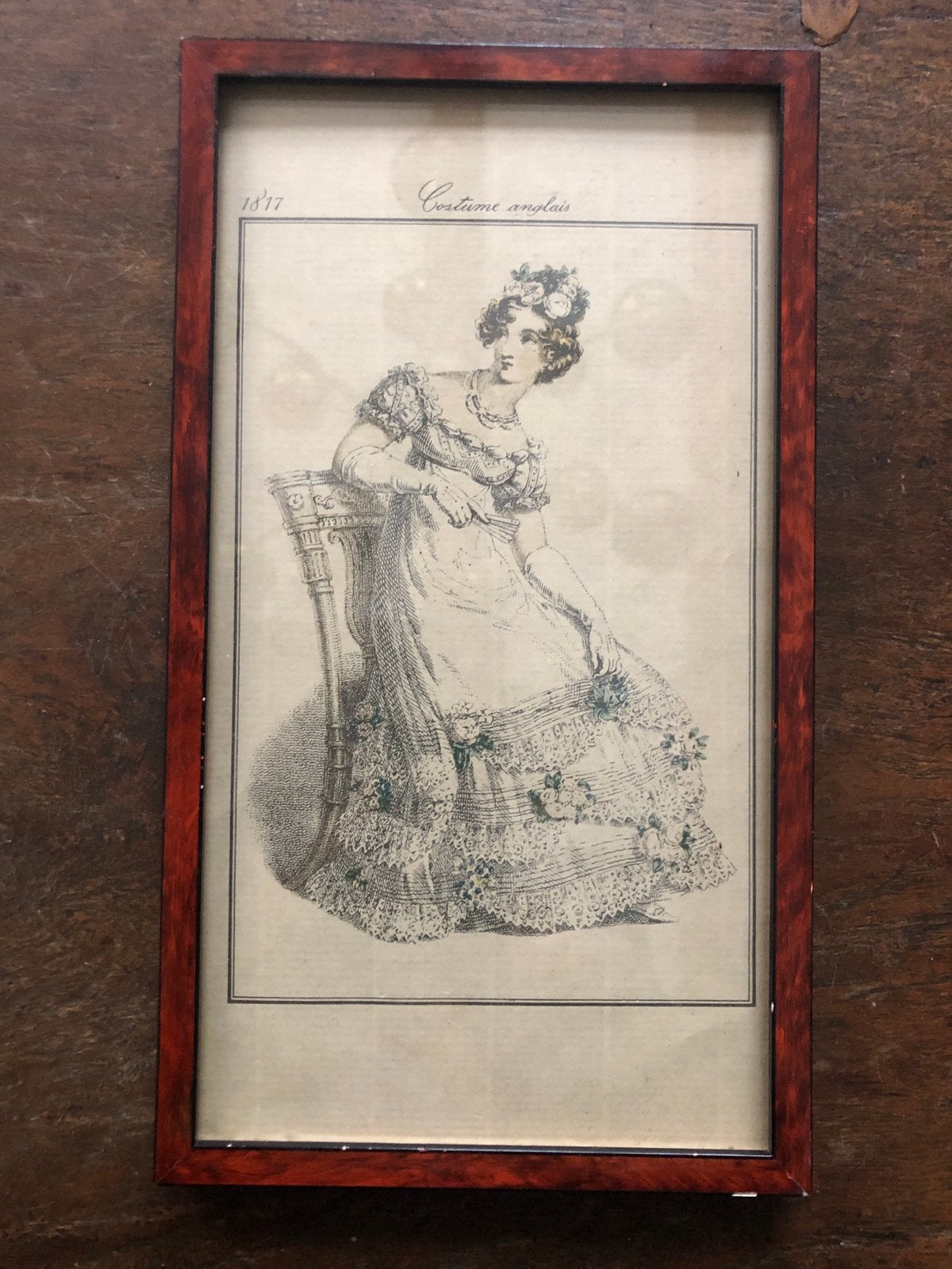 Costume Anglais - Antieke Gravure, Ophalen of Verzenden, Overige technieken, Achter glas