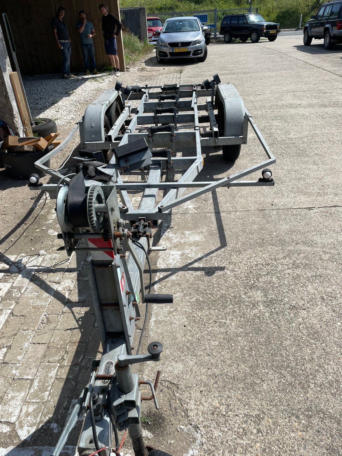 Pega dubbelastrailer 2000 kilo, Watersport en Boten, Ophalen, Gebruikt, 1500 tot 3000 kg, 6 tot 9 meter