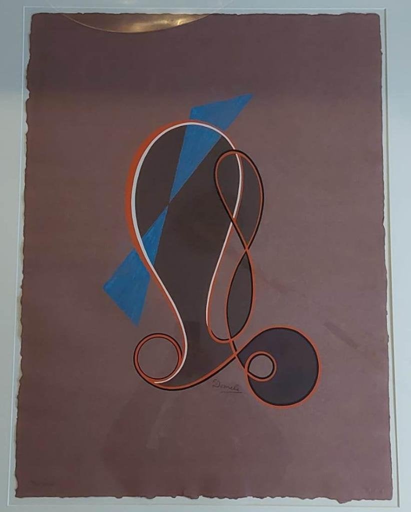 C Domela Nieuwenhuis(1900) Zeefdruk"Abstracte Comp" Ges Gen, Antiek en Kunst, Zeefdruk, Ophalen of Verzenden, Abstract, Gelimiteerde oplage