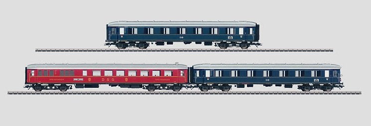 Marklin 43290 Set met 3 F-treinrijtuigen "Merkur" Nieuw, Wisselstroom, Treinset, Ophalen of Verzenden, Zo goed als nieuw