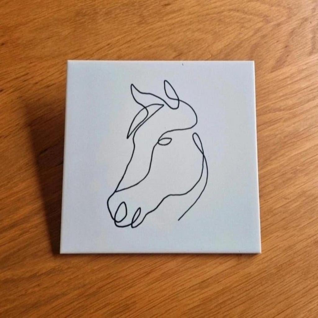 Tegeltje paard horse lijntekening lijn tekening, Ophalen of Verzenden