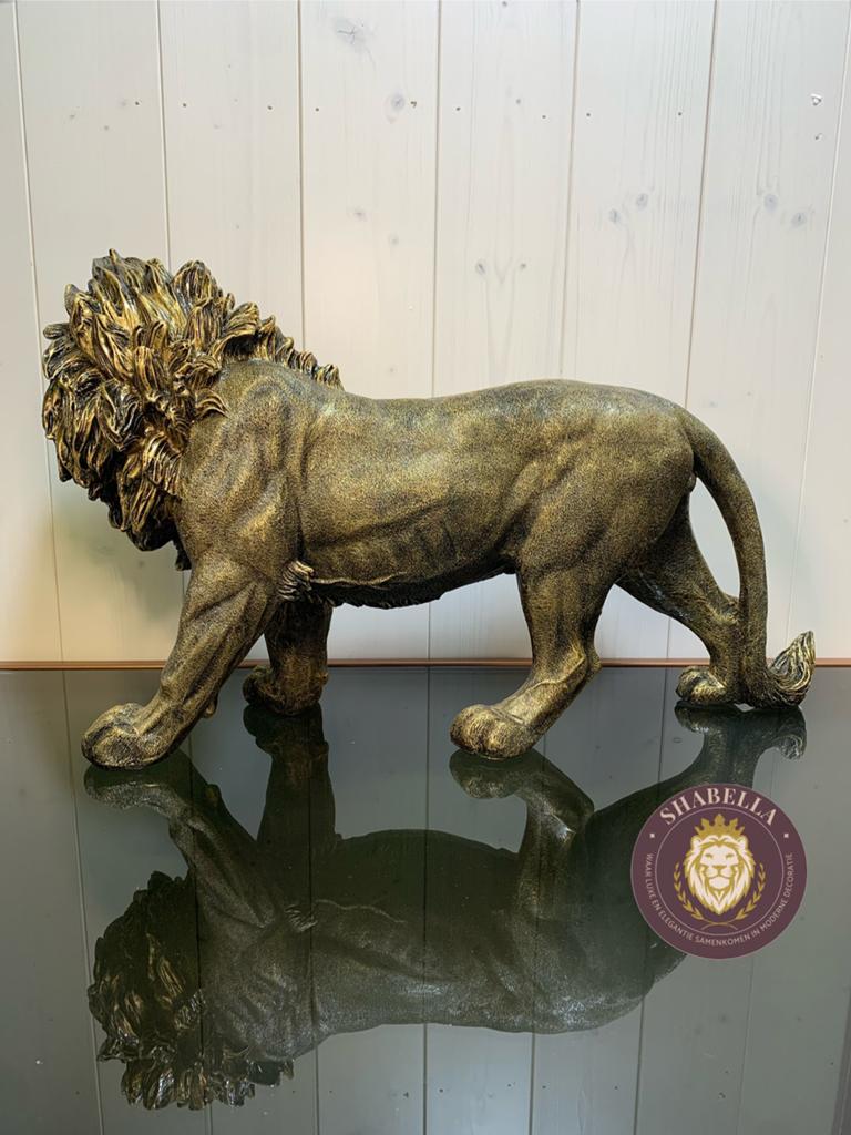 Leeuw lopend goud - decoratie - Shabella-deco, Ophalen of Verzenden, Nieuw, Dier