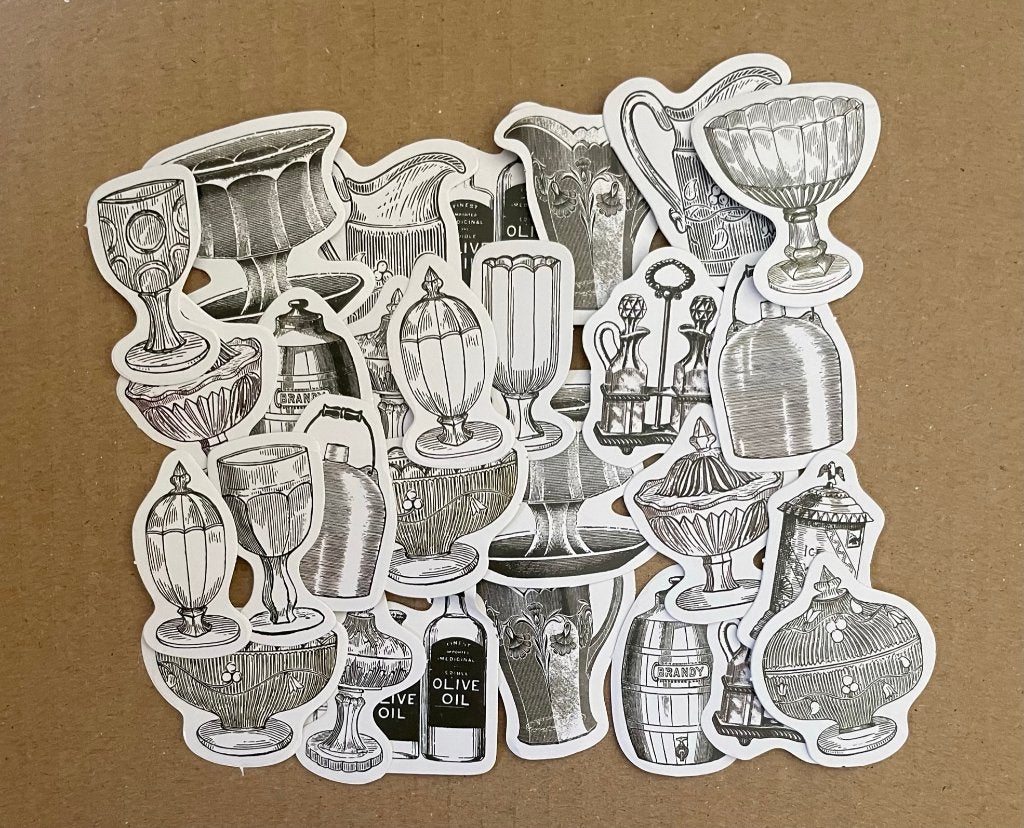 Vintage kannen, kruiken, glazen stickers, Verzenden, Nieuw, Meerdere stickers