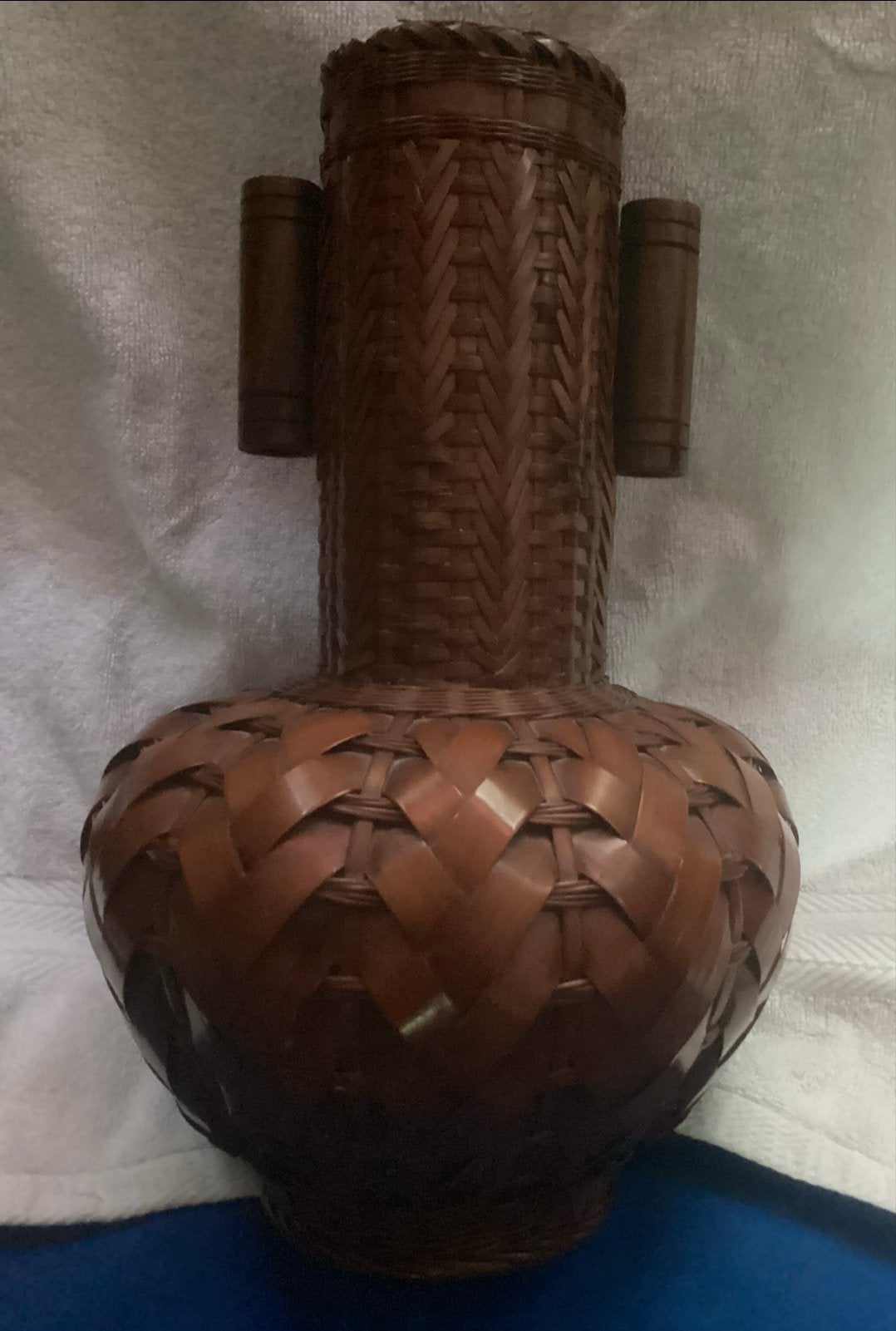 Vintage Japanse Bamboe Ikebana Vaas - Handgeweven, Antiek en Kunst, Antiek | Vazen, Verzenden