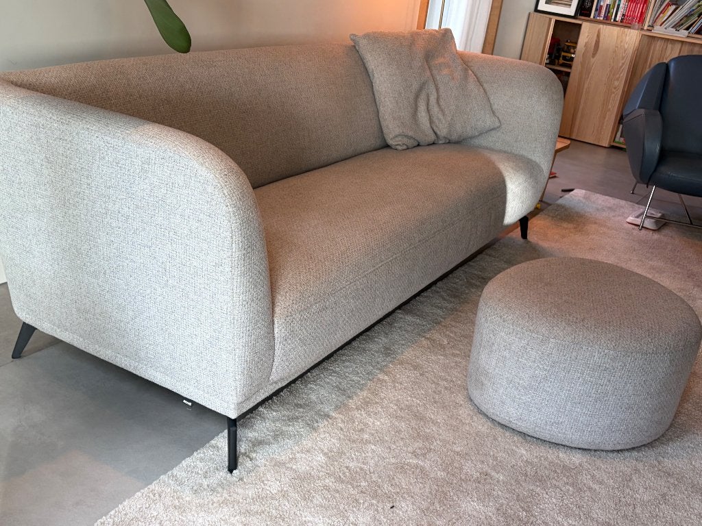 Montel Icarus 3 zitsbank + poef €495, Ophalen, Gebruikt, 75 tot 100 cm, Rechte bank