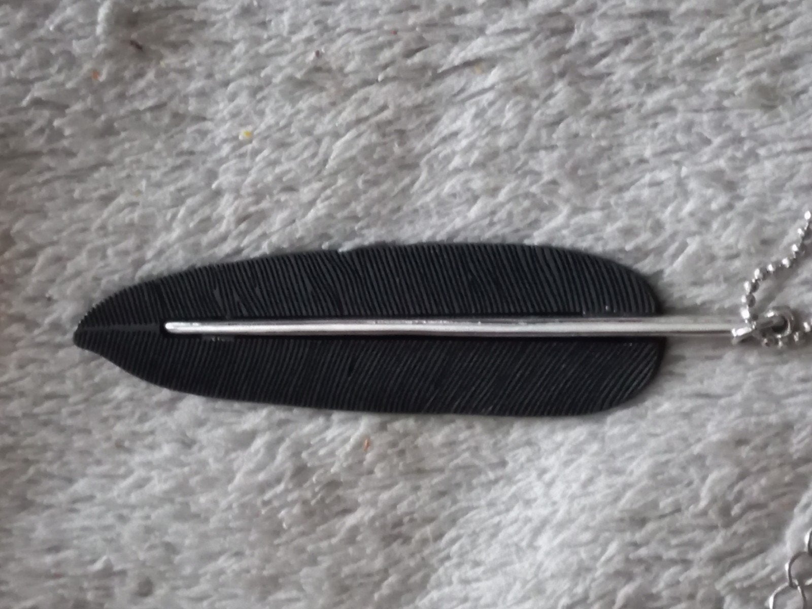 Steps lange bolletjes ketting met veerhanger, 48 cm, Ophalen of Verzenden, Zo goed als nieuw, Zilver, Overige materialen