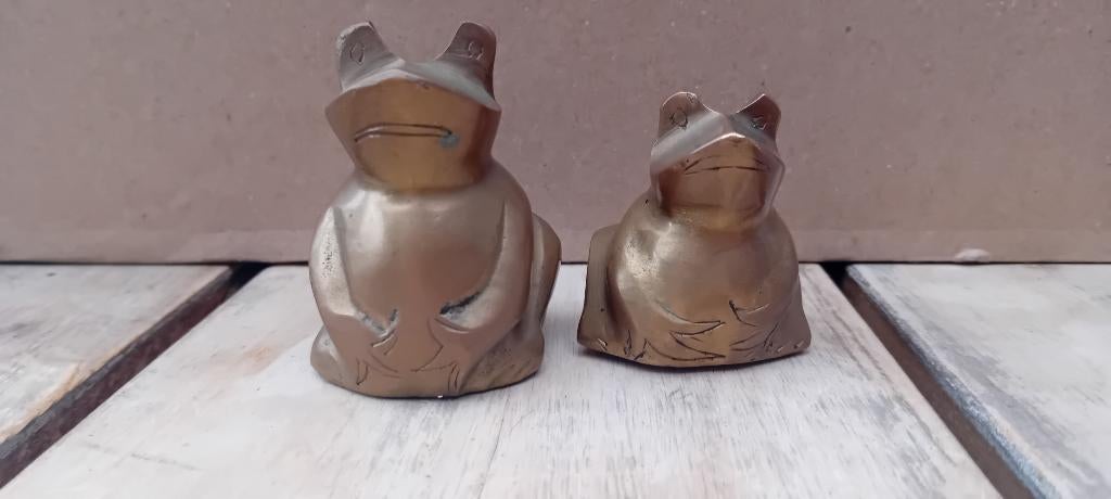 Set van 2 koperen kikkers, Ophalen of Verzenden, Gebruikt