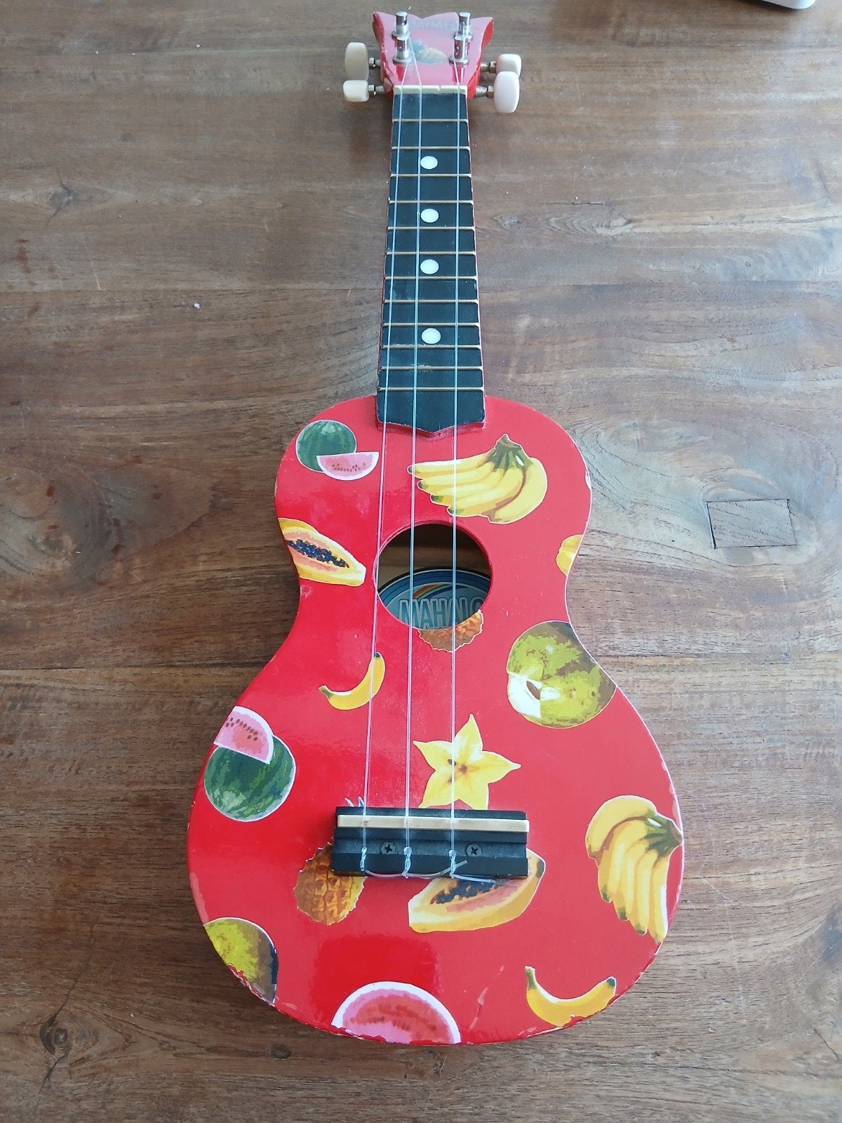 Leuke rode ukelele met fruitprint, Muziek en Instrumenten, Snaarinstrumenten | Overige, Ophalen of Verzenden, Gebruikt, Ukelele