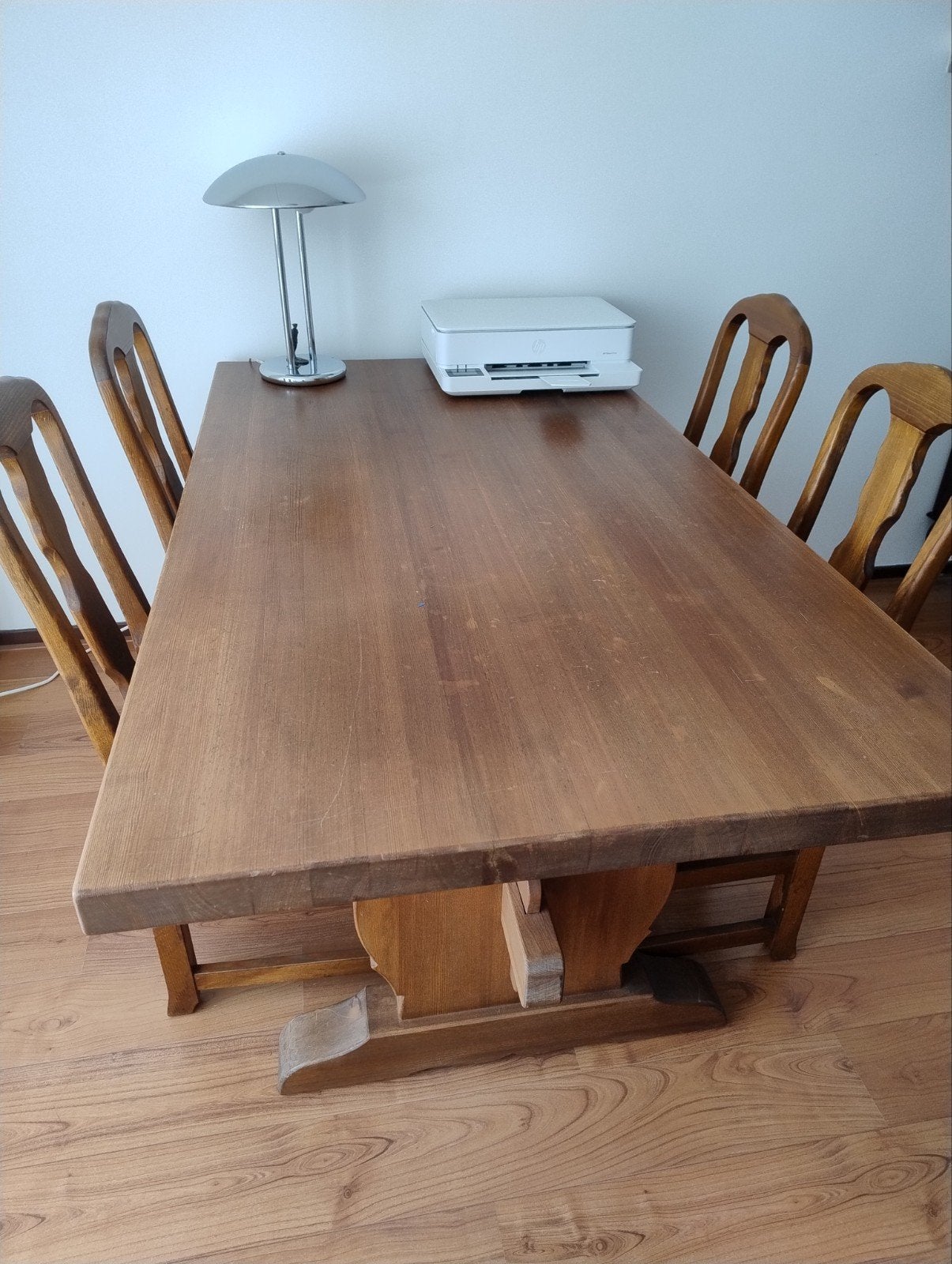 Massieve houten eettafel met 6 stoelen, Ophalen