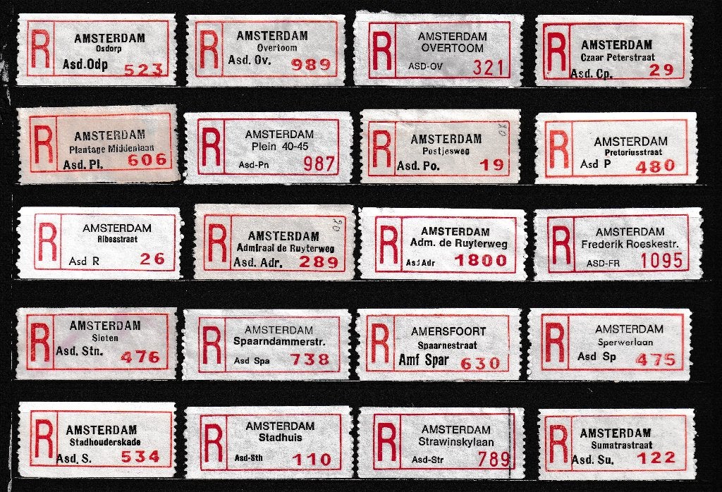 80Verschillende Aantekenstrookjes  (9), Postzegels en Munten, Postzegels | Nederland, Verzenden, Na 1940, Gestempeld