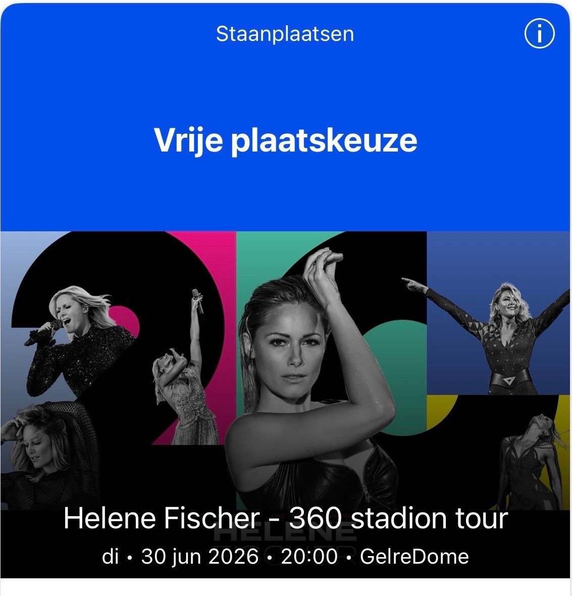 Tickets Hélène fischer standplaats, Eén persoon, Juni