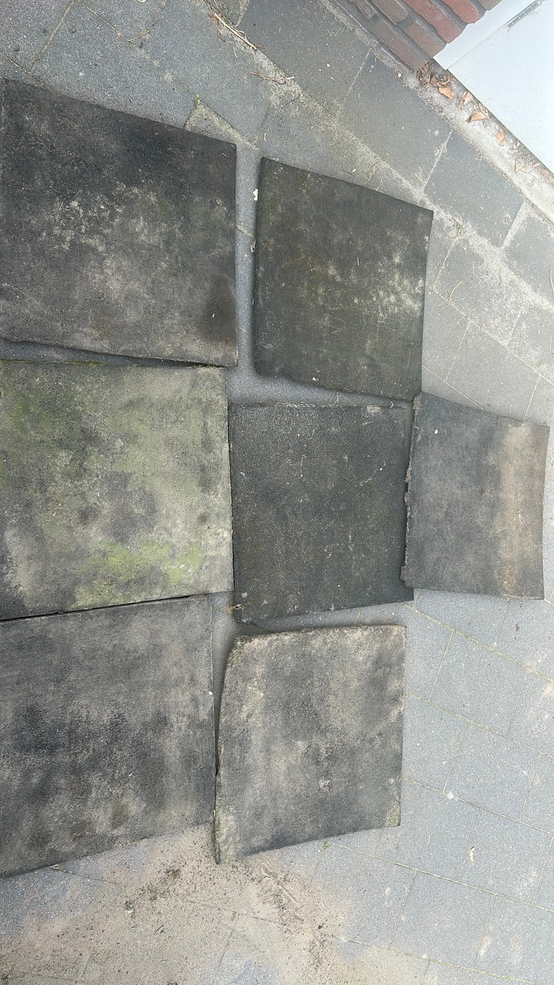 7 rubberen tegels 50x50 cm - kunnen nog een ronde mee, Ophalen, Gebruikt, Overige typen, Rubber