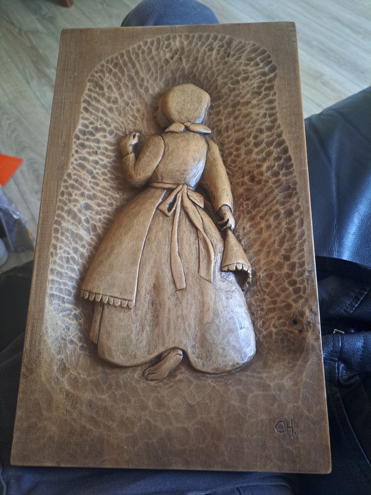 Set van 4 handgesneden houten wanddecoraties, Antiek en Kunst, Kunst | Beelden en Houtsnijwerken, Ophalen of Verzenden, Handgemaakt