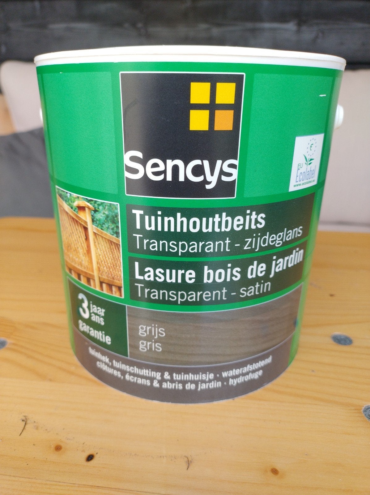 Sencys Tuinhoutbeits Transparant Zijdeglans Grijs 2,5L, Ophalen of Verzenden