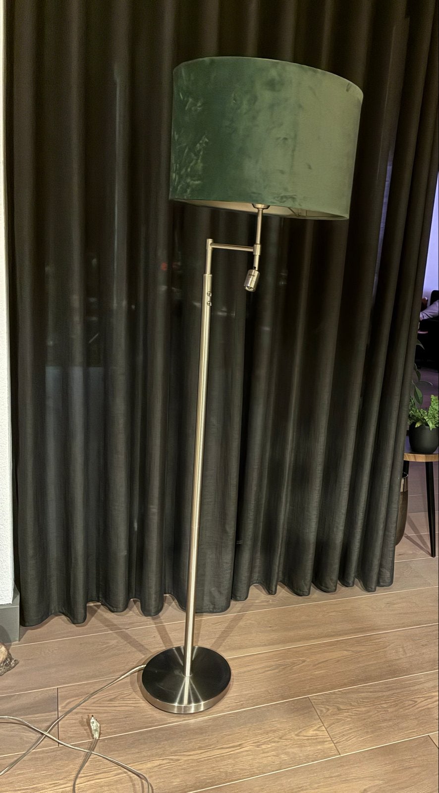 Stijlvolle vloerlamp met + leeslamp en groene kap, Ophalen, Overige materialen, Gebruikt, E27 (groot)