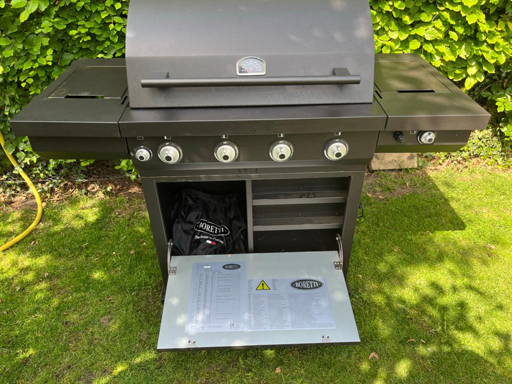 Boretti gasbarbecue met zijbrander en draaispit, Ophalen, Gebruikt