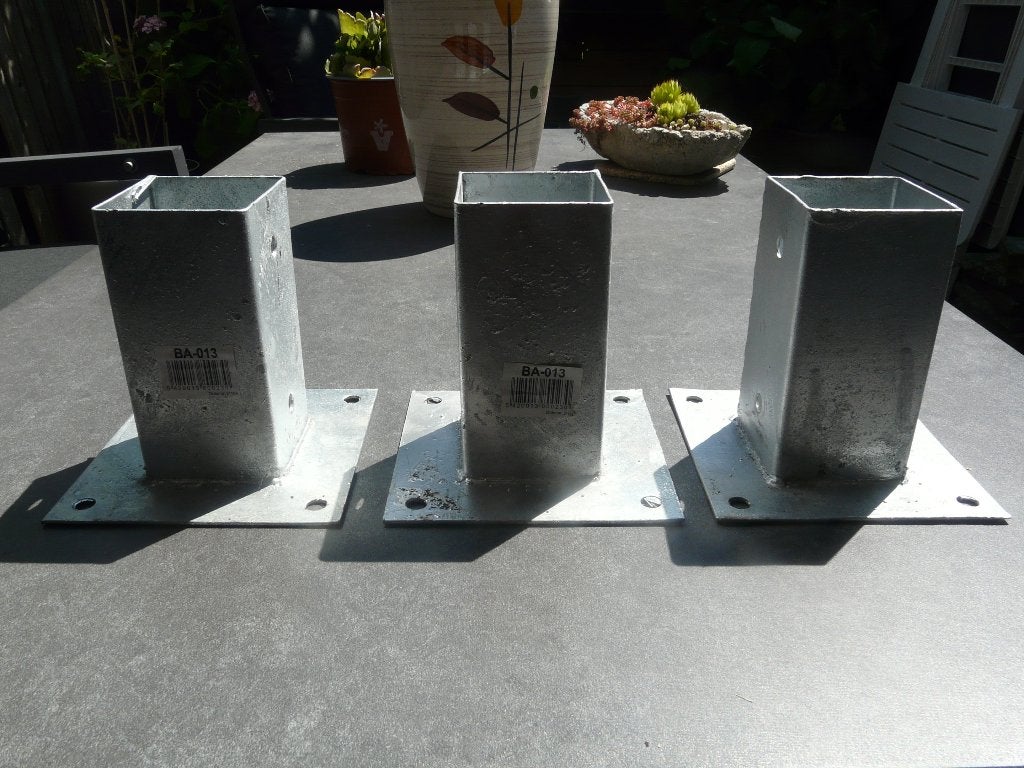 3 verzinkte  paalhouders, Ophalen, Nieuw, Minder dan 180 cm, Overige typen