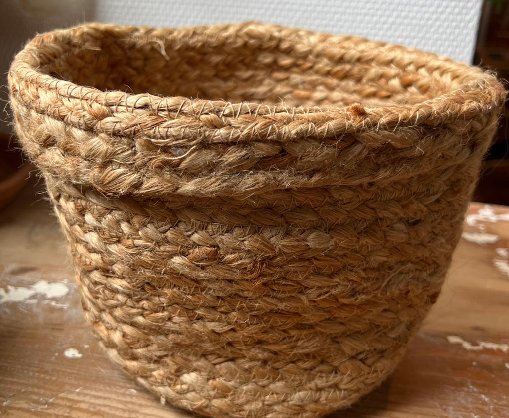 Mand / plantenmand jute, Ophalen of Verzenden, Rond, Riet