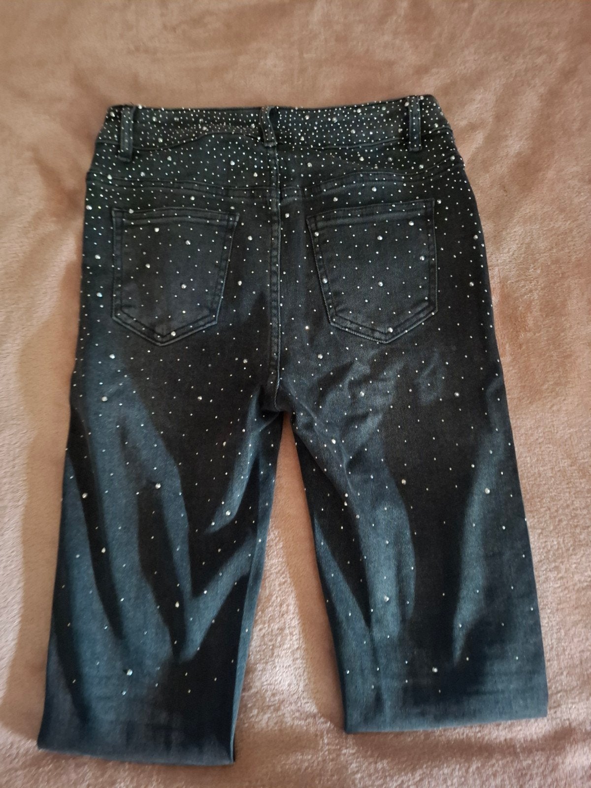 Zwarte broek met strass steentjes - Maat 38, Maat 38/40 (M), Hello Miss, Zwart, Ophalen of Verzenden