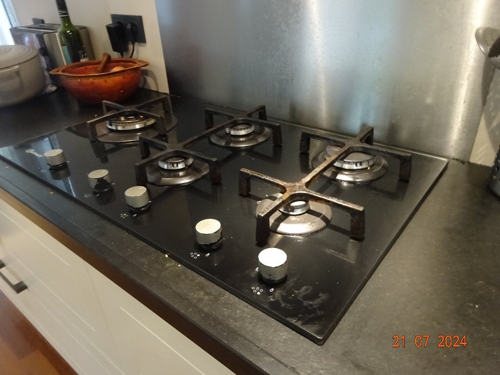 Gas op glaskookplaat, Ophalen, Gebruikt, Inbouw, Gas