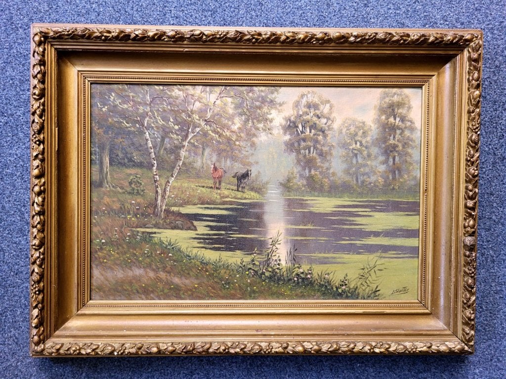 A. Sluiter, 46x70cm doekmaat, incl. lijst, 125,- euro, Ophalen, Nederlandse school, Doek, Olieverf